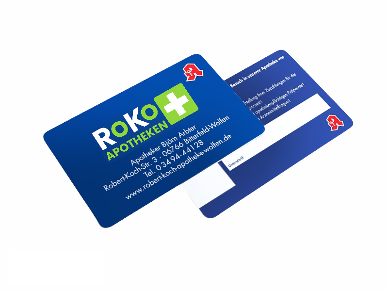 Vorder- und Rückseite der kostenlosen RoKo-Apotheken-Kundenkarte