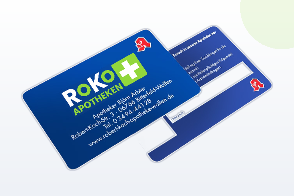 Vorder- und Rückseite der kostenlosen RoKo-Apotheken-Kundenkarte